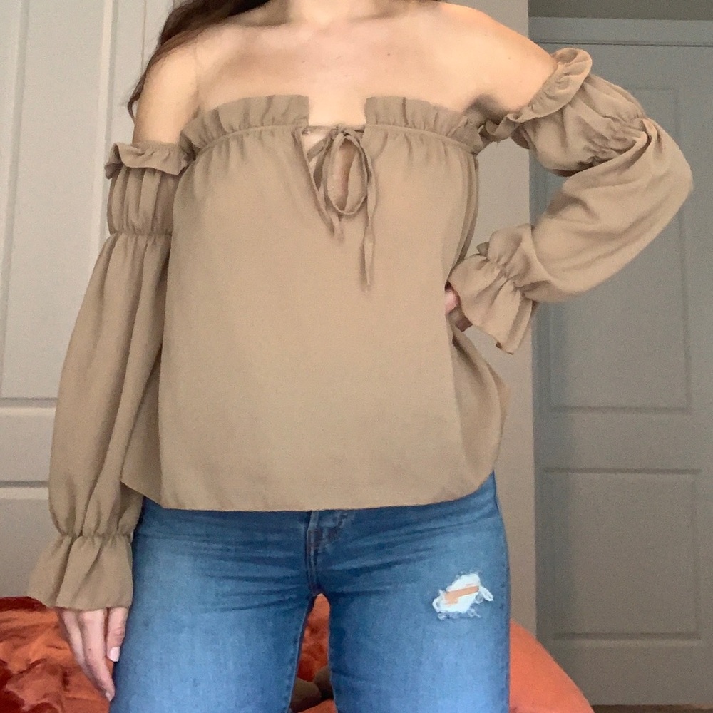 Off the Shoulder Tan Top